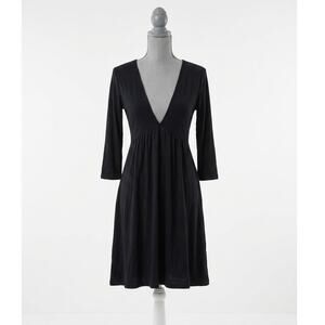 NWT Urban Outfitters Black Deep V Plunge Dress Small SP Fit & Flare Mini Viscose